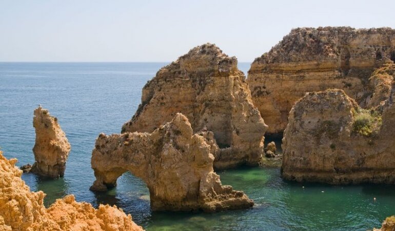 Rocks by the shoreline in Portugal