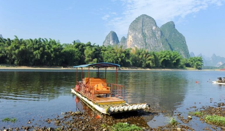 Boat on river in Asia